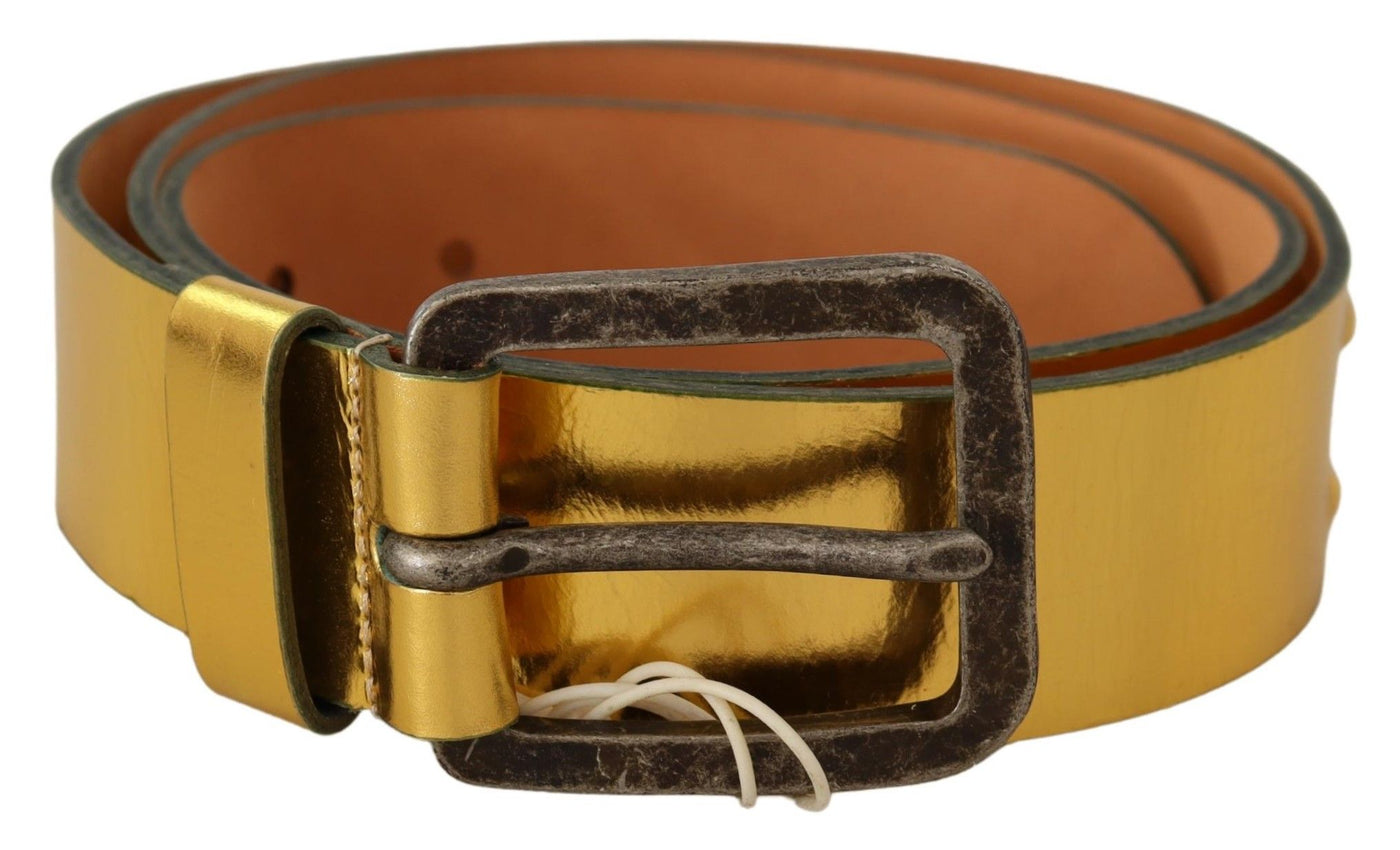 John Galliano Gold Echtes Leder Rustikale Silber Schnalle Gürtel