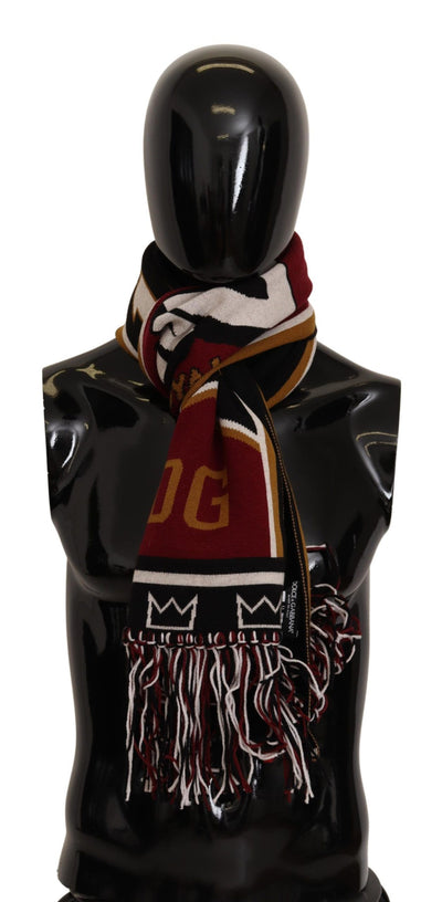 Dolce & Gabbana Multicolor Wool Knit DG King Schal Wickelschal