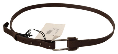 Costume National Brauner WX Gürtel mit silberner Metallschnalle