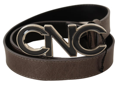 Costume National Brauner Brief Logo Schnalle Gürtel
