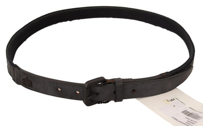 Ermanno Scervino Schwarzes Leder Logo Schnalle Taille Frauen Gürtel