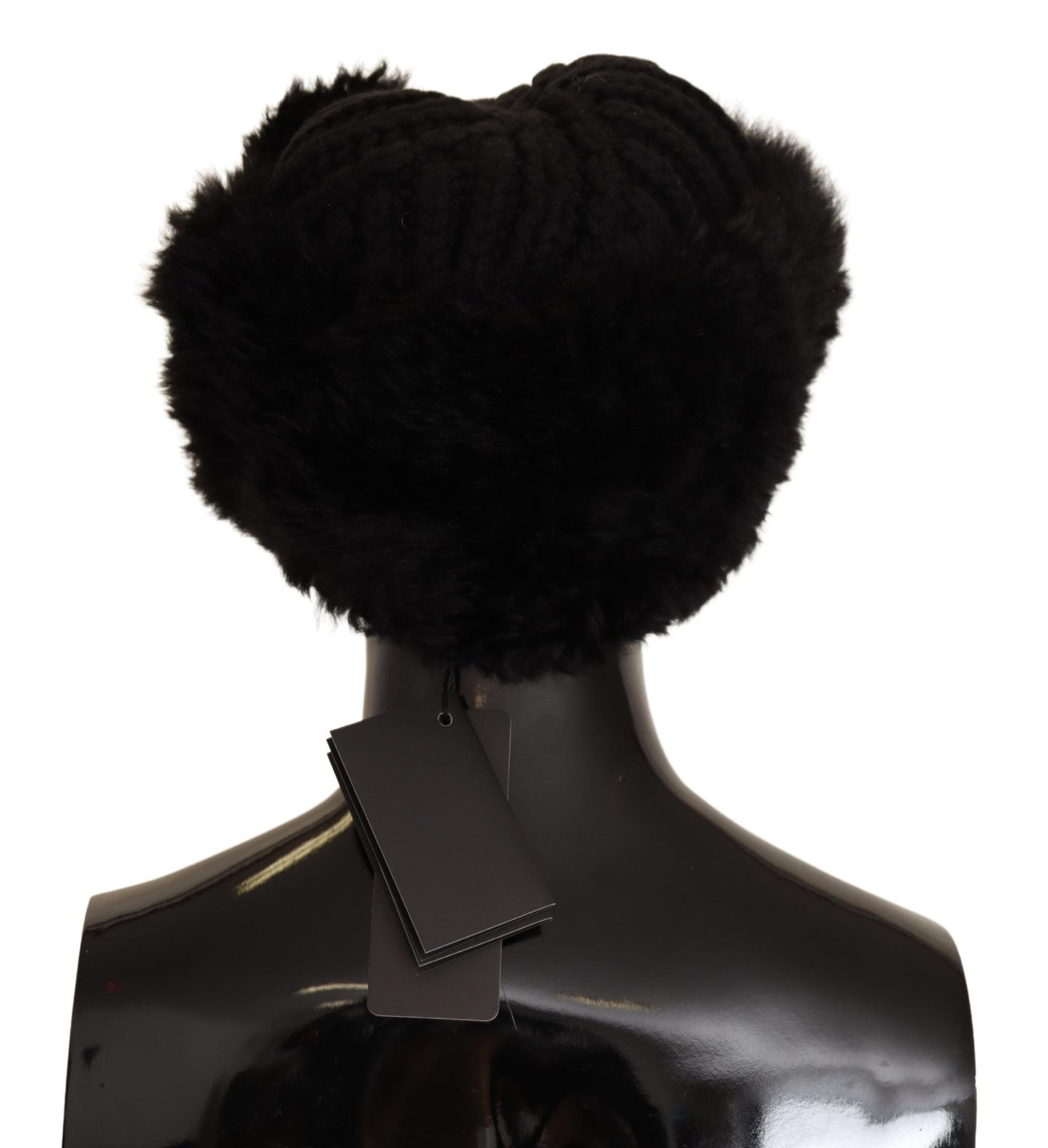 Dolce & Gabbana Schwarzer Kaschmir Pelz Frauen Beanie Frauen Hut