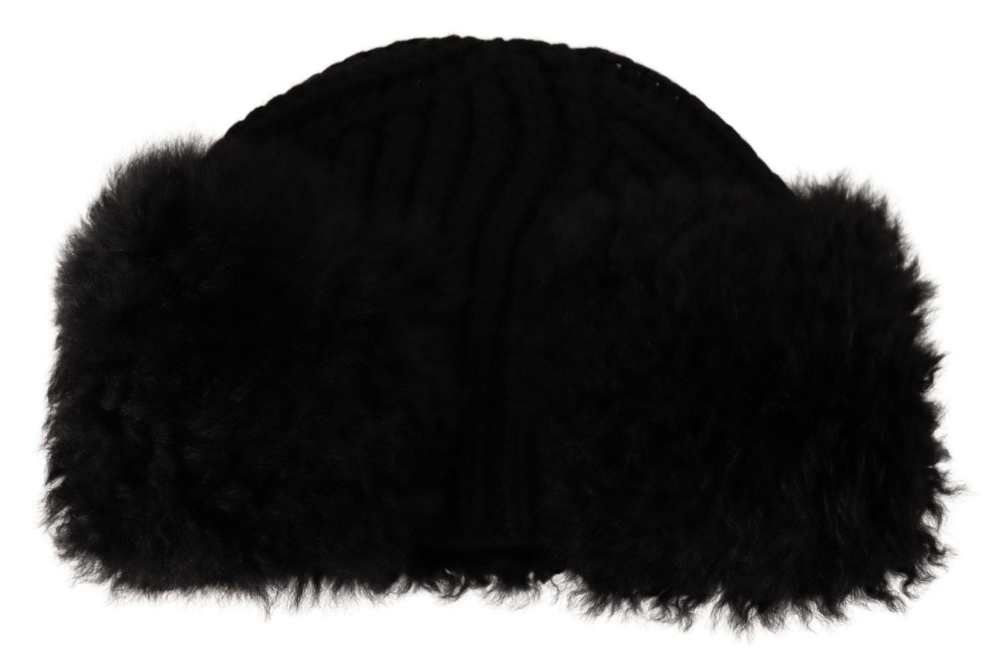 Dolce & Gabbana Schwarzer Kaschmir Pelz Frauen Beanie Frauen Hut