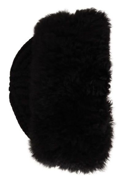 Dolce & Gabbana Schwarzer Kaschmir Pelz Frauen Beanie Frauen Hut