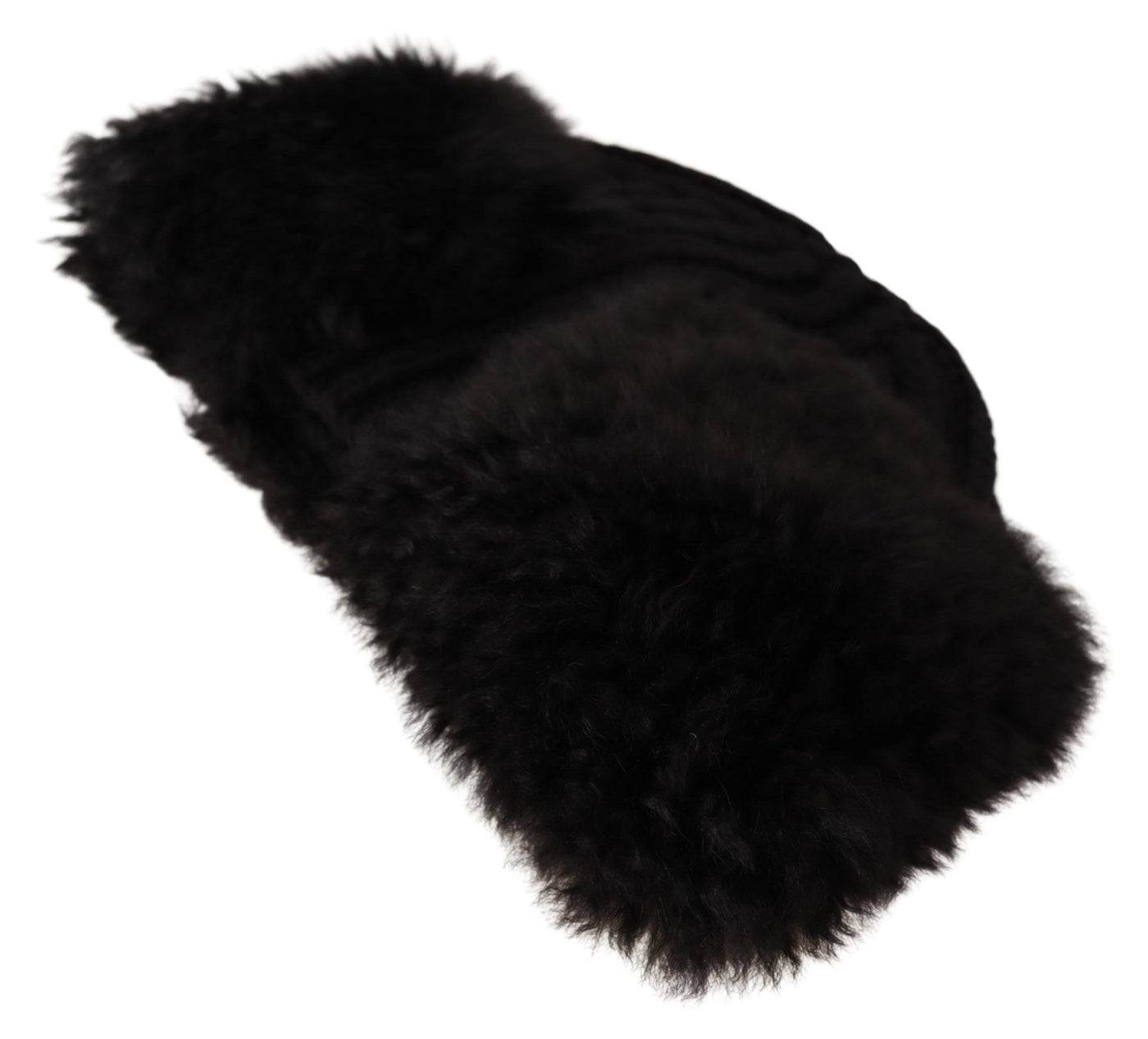 Dolce & Gabbana Schwarzer Kaschmir Pelz Frauen Beanie Frauen Hut