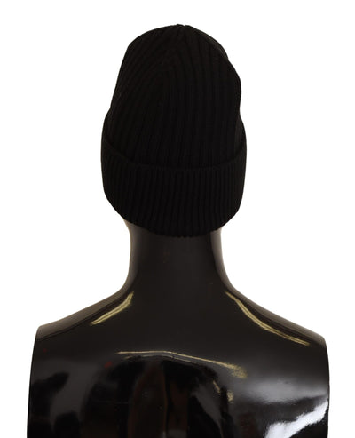 Dolce & Gabbana Schwarzer Wollstrick Damen Wintermütze