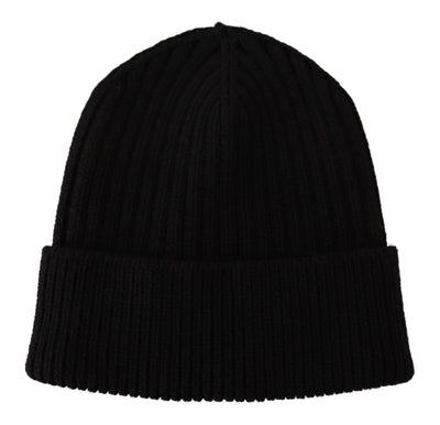Dolce & Gabbana Schwarzer Wollstrick Damen Wintermütze