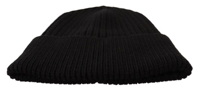 Dolce & Gabbana Schwarzer Wollstrick Damen Wintermütze