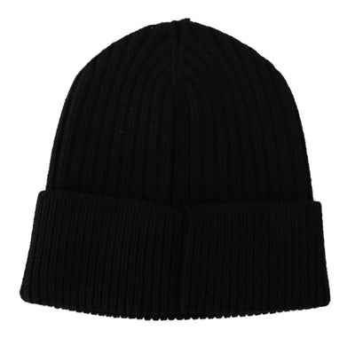 Dolce & Gabbana Schwarzer Wollstrick Damen Wintermütze