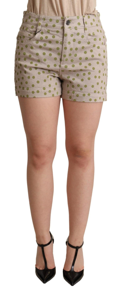 Dolce & Gabbana Beige gepunktete Denim-Baumwoll-Stretch-Shorts