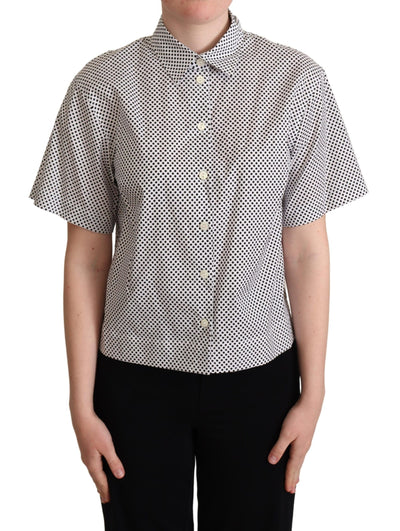 Dolce & Gabbana Schwarzes Polka Dot Hemd mit Kragen Weiß
