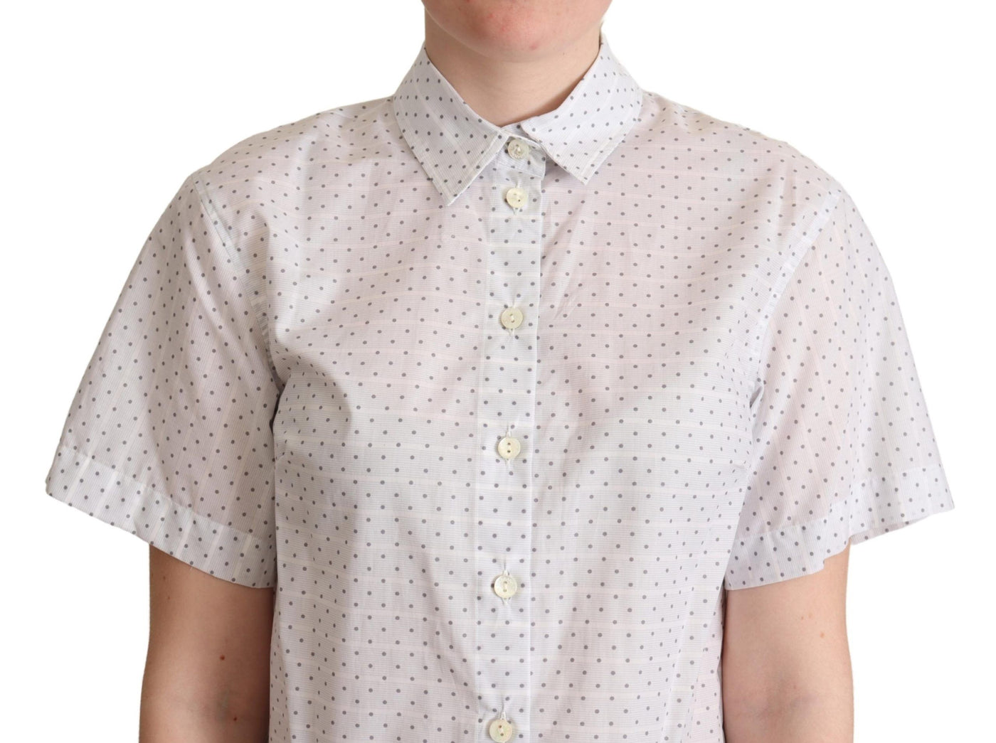 Dolce & Gabbana Weiß Schwarz Polka Dots Kragen Bluse Shirt