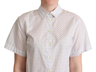 Dolce & Gabbana Weiß Schwarz Polka Dots Kragen Bluse Shirt