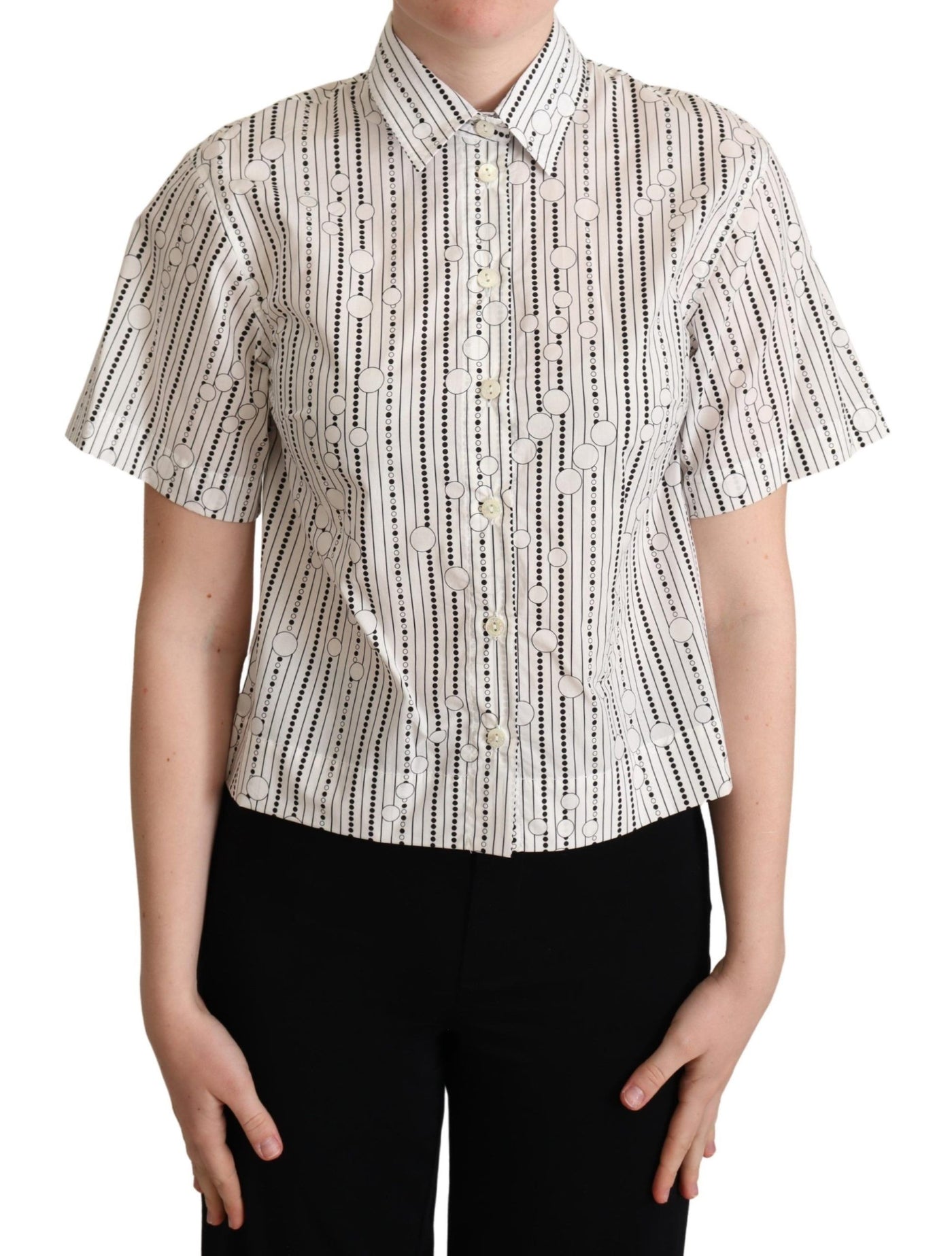 Dolce & Gabbana Weißes Kreise Dots Hemd mit Knopfleiste