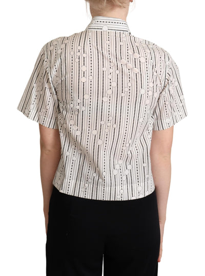 Dolce & Gabbana Weißes Kreise Dots Hemd mit Knopfleiste