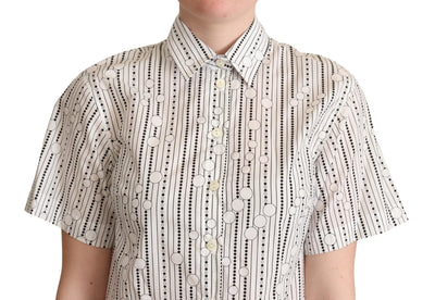 Dolce & Gabbana Weißes Kreise Dots Hemd mit Knopfleiste