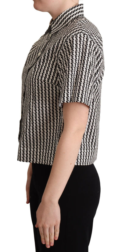 Dolce & Gabbana Weiß Schwarz Fantasie Muster Shirt