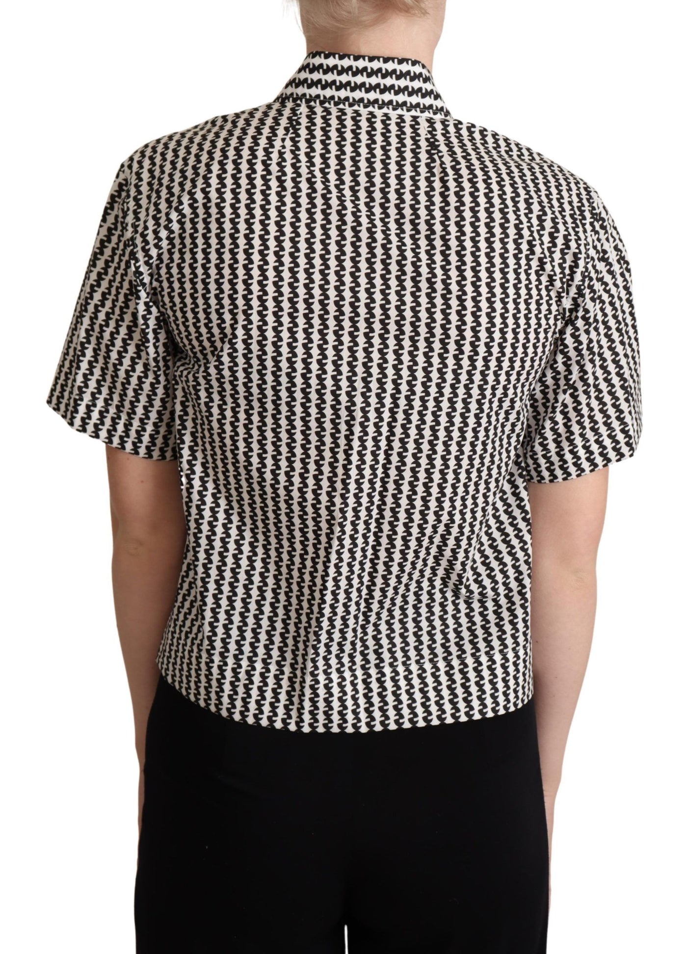 Dolce & Gabbana Weiß Schwarz Fantasie Muster Shirt