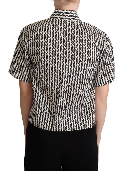 Dolce & Gabbana Weiß Schwarz Fantasie Muster Shirt