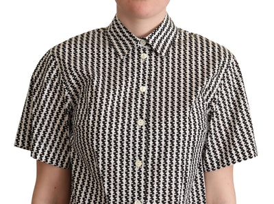 Dolce & Gabbana Weiß Schwarz Fantasie Muster Shirt