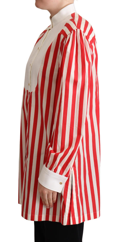 Dolce & Gabbana Rot Weiß Gestreiftes Langarmhemd Formal