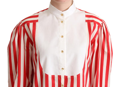 Dolce & Gabbana Rot Weiß Gestreiftes Langarmhemd Formal