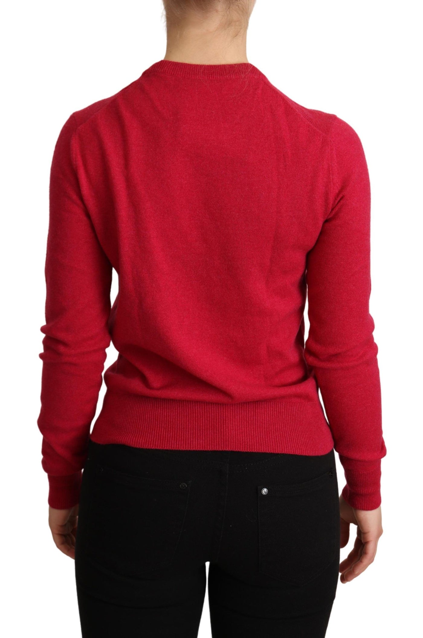 Dolce & Gabbana Rosa bestickter Pullover aus Kaschmirwolle