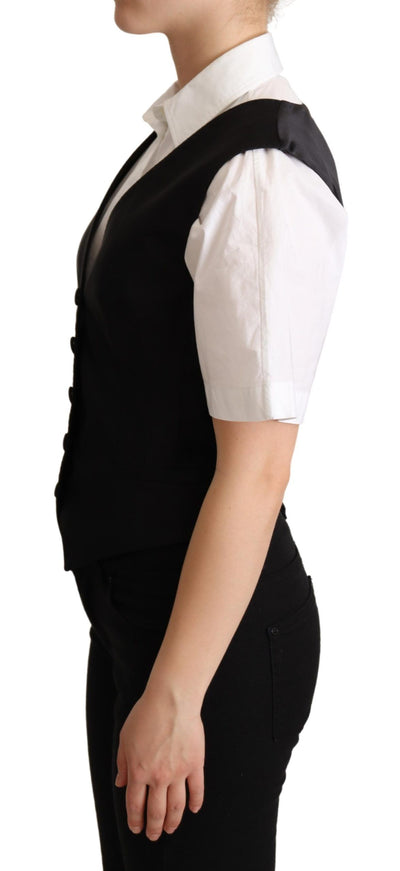 Dolce & Gabbana Schwarze ärmellose Seidenweste Vest