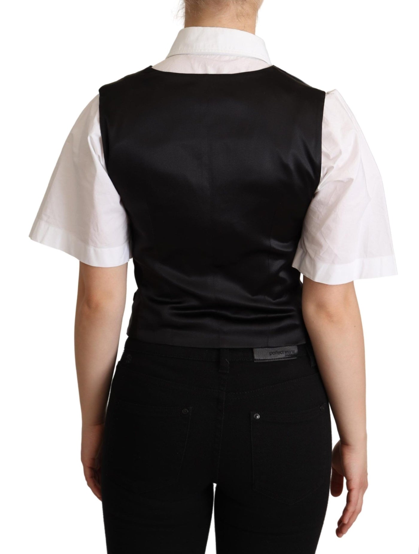 Dolce & Gabbana Schwarze ärmellose Seidenweste Vest