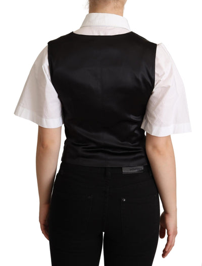 Dolce & Gabbana Schwarze ärmellose Seidenweste Vest