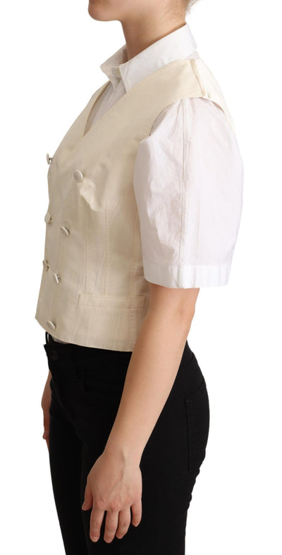 Dolce & Gabbana Beige Seidenweste ärmellos Weste