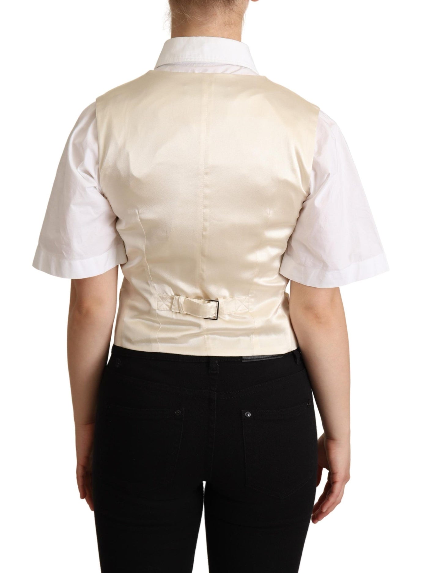 Dolce & Gabbana Beige Seidenweste ärmellos Weste