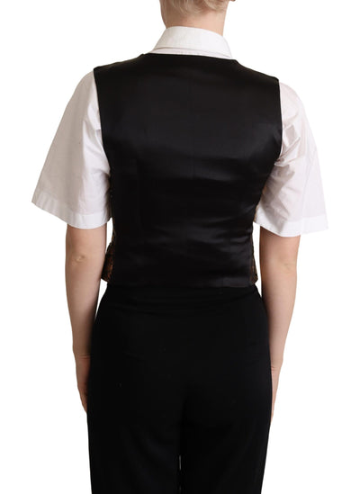 Dolce & Gabbana Schwarz-Gold-Jacquard-Seidenweste Vest