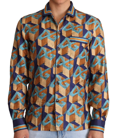 Dolce & Gabbana Multicolor DG Logo Seide Herren Top Shirt