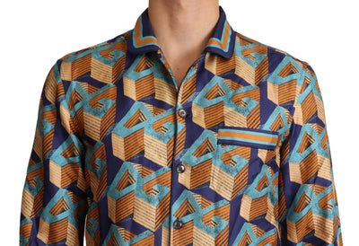 Dolce & Gabbana Multicolor DG Logo Seide Herren Top Shirt