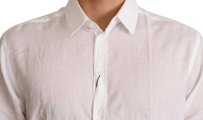 Dolce & Gabbana Weißes Baumwollhemd mit Blumenmuster MARTINI