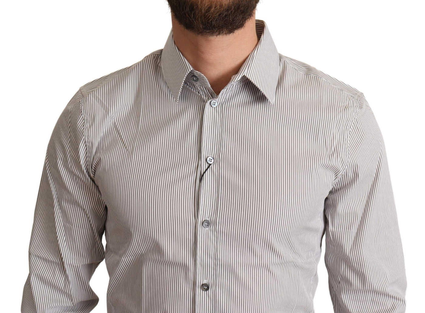 Dolce & Gabbana Graues Slim Fit Herrenhemd SICILY aus Baumwolle