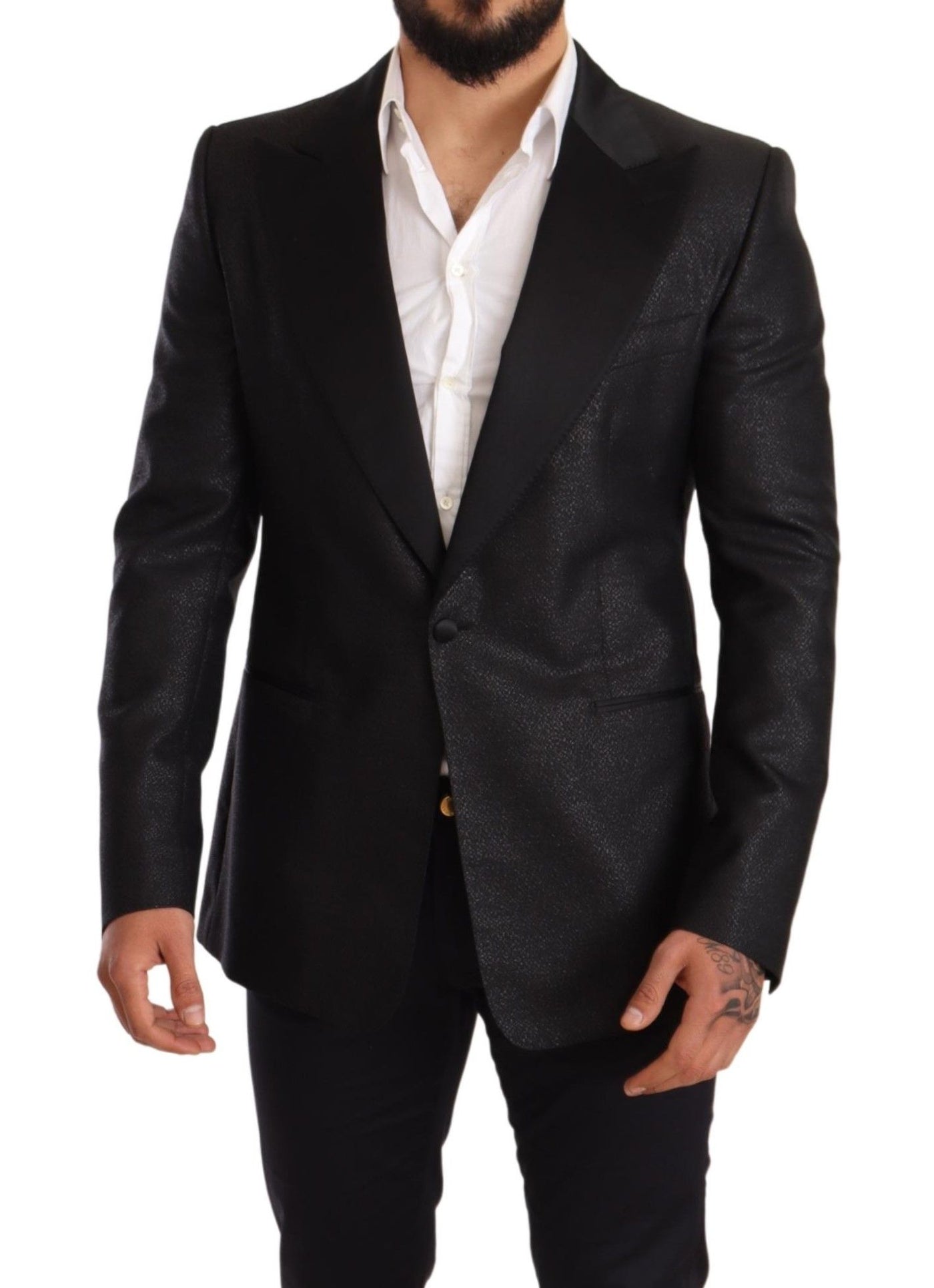 Dolce & Gabbana Schwarzer Metallic-Smoking-Blazer