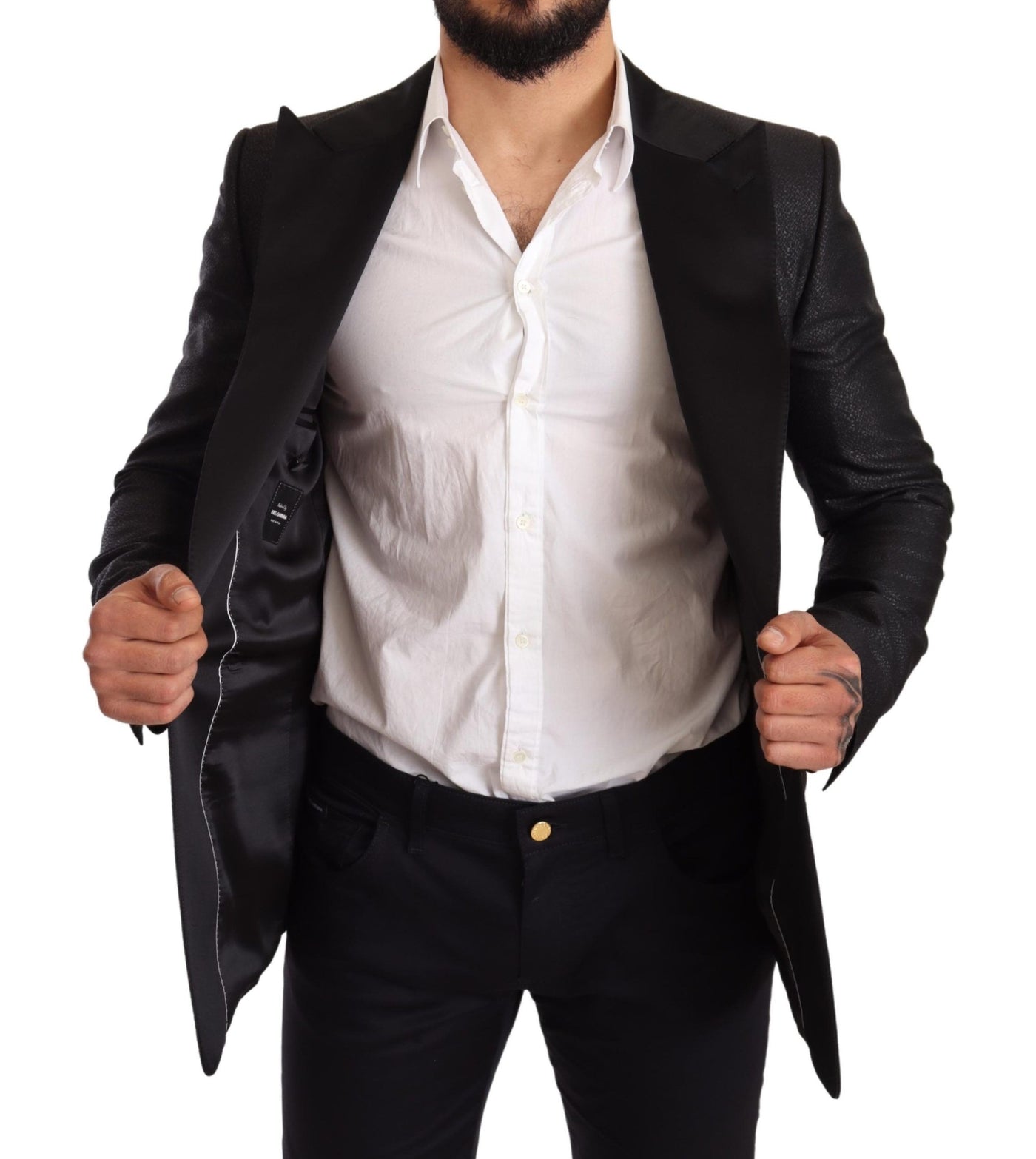Dolce & Gabbana Schwarzer Metallic-Smoking-Blazer