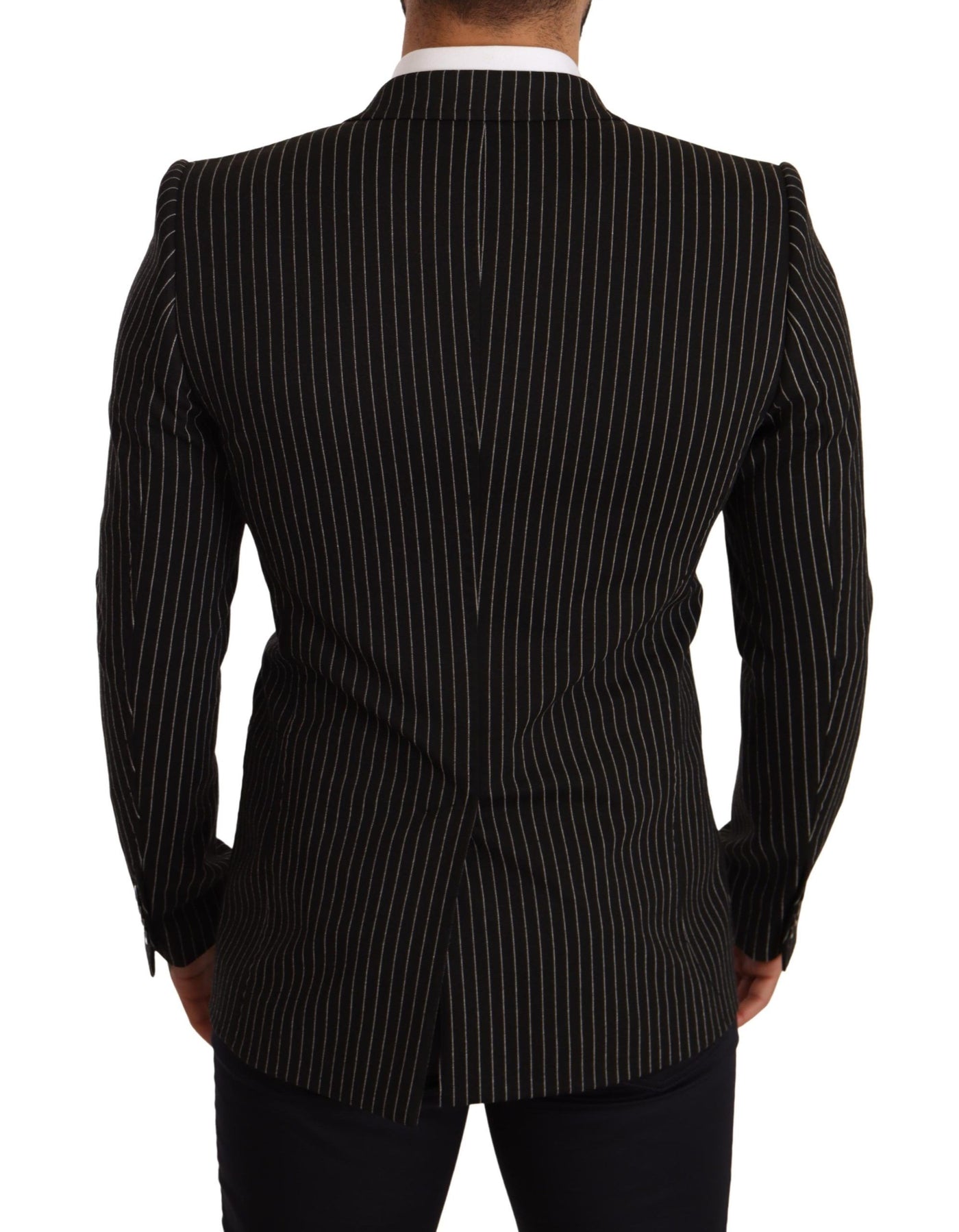 Dolce & Gabbana Schwarz-weiß gestreifter Mantel Blazer mit schmaler Passform