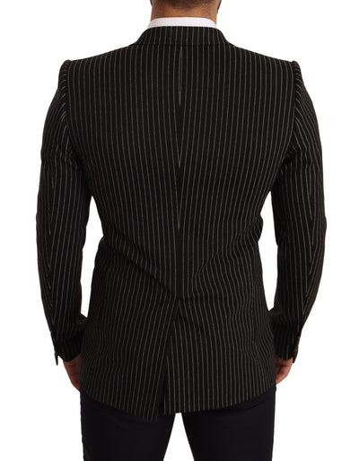 Dolce & Gabbana Schwarz-weiß gestreifter Mantel Blazer mit schmaler Passform