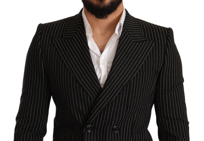 Dolce & Gabbana Schwarz-weiß gestreifter Mantel Blazer mit schmaler Passform