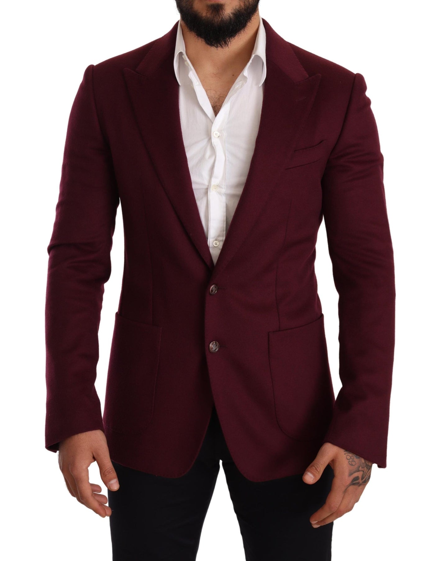 Dolce & Gabbana Kastanienbrauner Kaschmirmantel Slim Fit Jacke Blazer