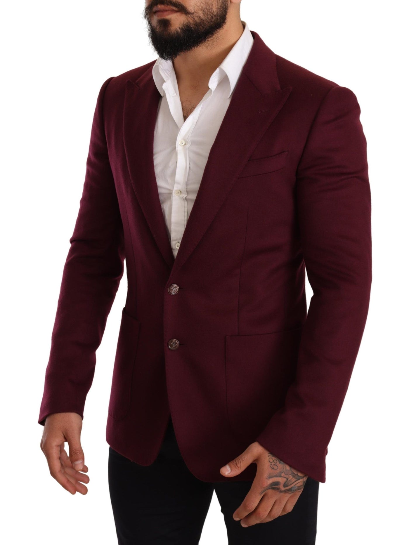 Dolce & Gabbana Kastanienbrauner Kaschmirmantel Slim Fit Jacke Blazer