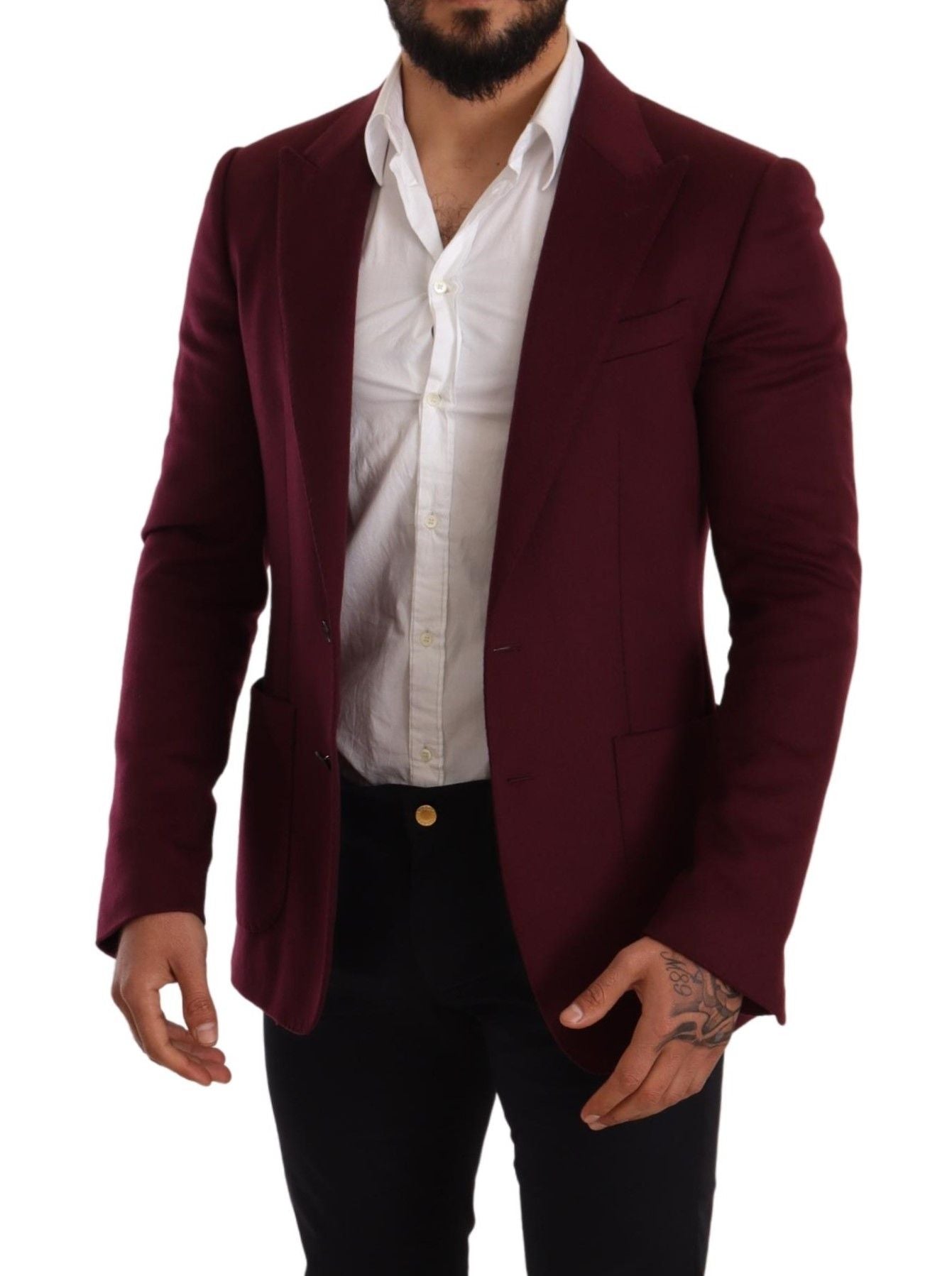 Dolce & Gabbana Kastanienbrauner Kaschmirmantel Slim Fit Jacke Blazer