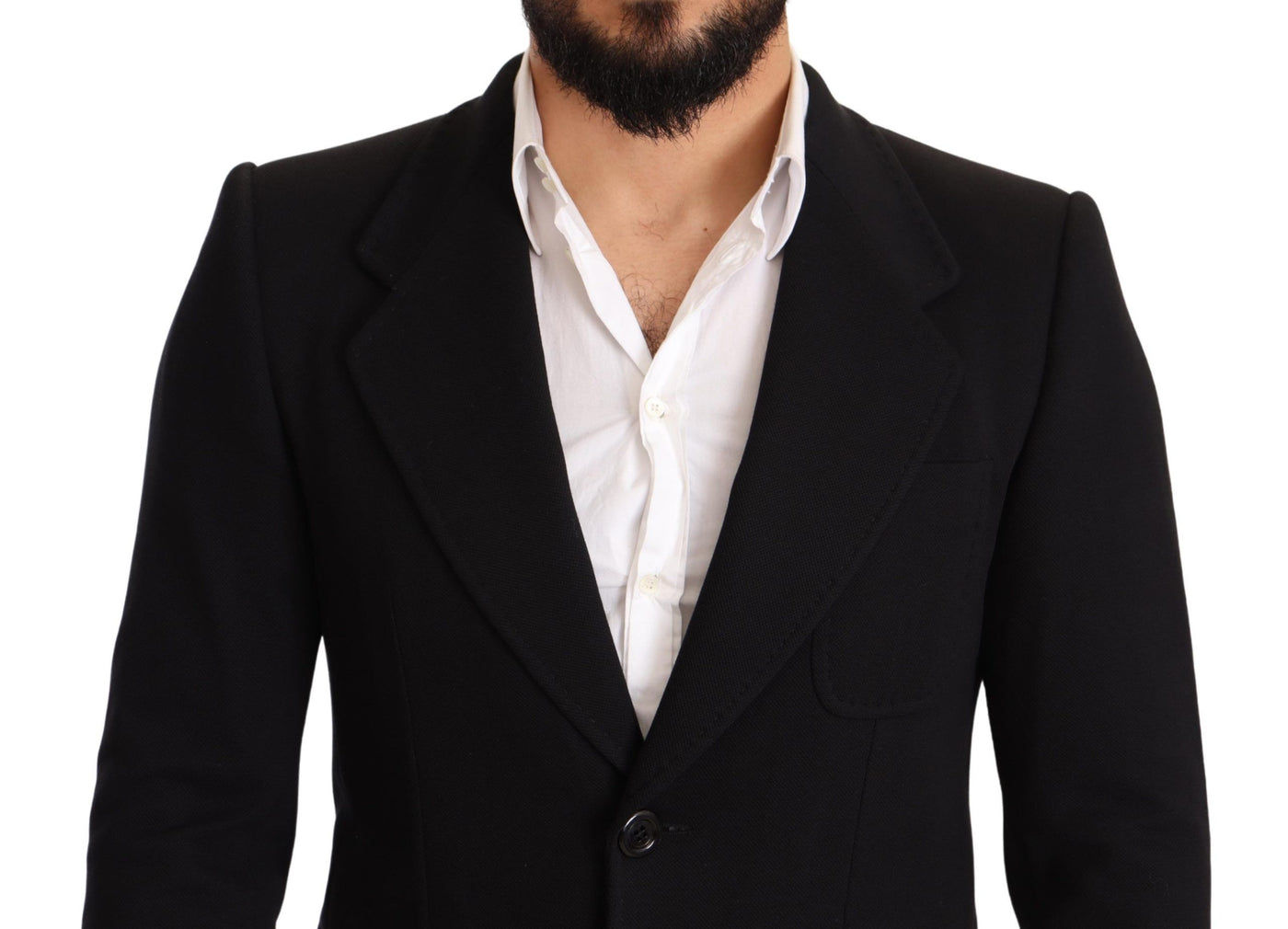Dolce & Gabbana Schwarzer Baumwolle Slim Fit Mantel Jacke Blazer