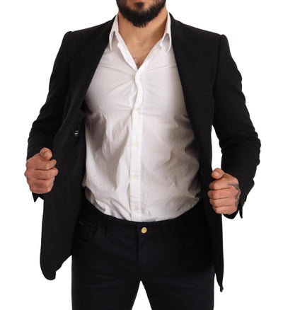 Dolce & Gabbana Schwarzer Baumwolle Slim Fit Mantel Jacke Blazer