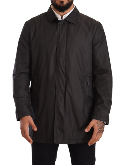 Dolce & Gabbana Schwarzer Polyester Herren Trenchcoat Jacke