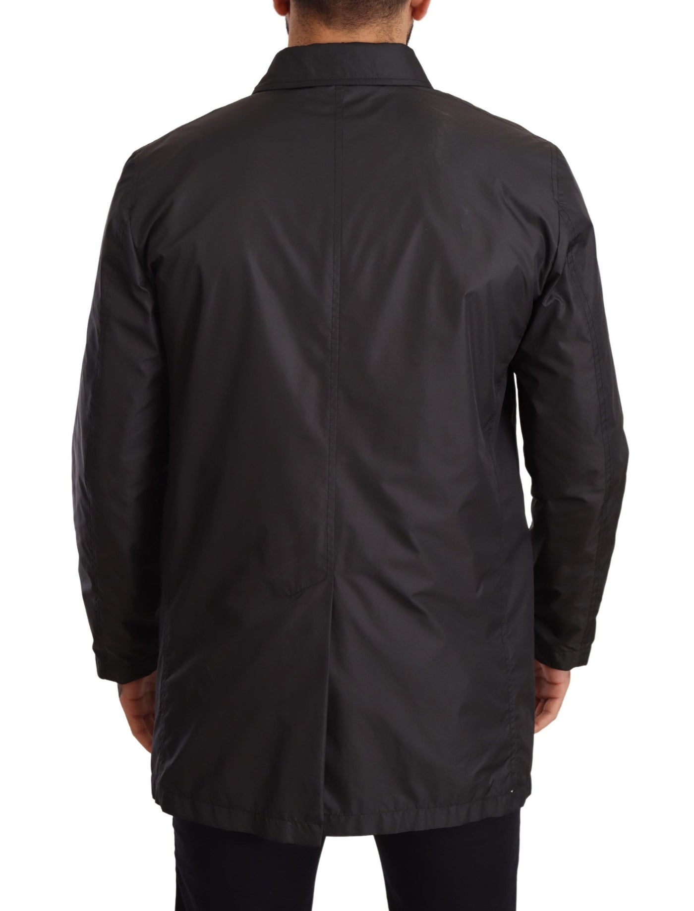 Dolce & Gabbana Schwarzer Polyester Herren Trenchcoat Jacke