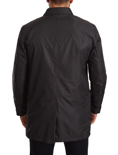 Dolce & Gabbana Schwarzer Polyester Herren Trenchcoat Jacke